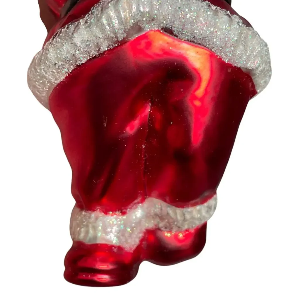 Jump For Joy Mercury Glass Christmas Ornament Child in Santa Suit Vtg Brass Key